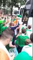 Ireland v Sweden. Irish fans in front of coach