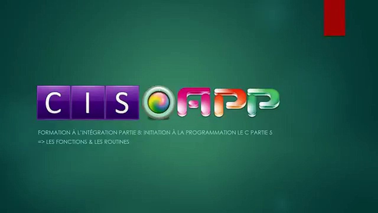 Formation a l'integration video 8 - programmation en C partie 5