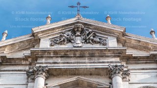 Top of the baroque Church of Saint Ignatius of Loyola at Campus Martius timelapse hyperlapse in Rome
