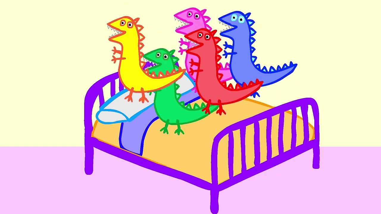 Five little Peppa Pigs Princess jumping on bed Mermaid Ariel frozen Rapunzel Cinderella Parody