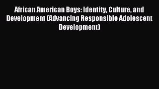 Read African American Boys: Identity Culture and Development (Advancing Responsible Adolescent