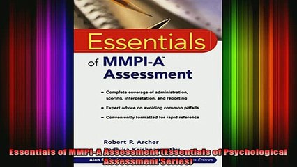 READ book  Essentials of MMPIA Assessment Essentials of Psychological Assessment Series Full Free