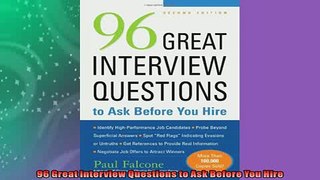 FREE PDF  96 Great Interview Questions to Ask Before You Hire  BOOK ONLINE