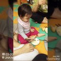 14 months old baby using chopsticks