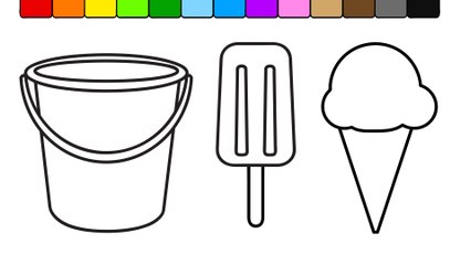 Learn colors for kids and color this ice cream coloring page