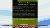 EBOOK ONLINE  Advances in the Sign Language Development of Deaf Children Perspectives on Deafness  FREE BOOOK ONLINE