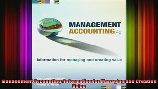 DOWNLOAD FREE Ebooks  Management Accounting Information for Managing and Creating Value Full EBook