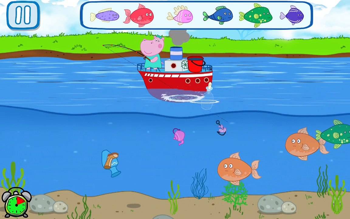 Пеппа гипопотам. Развивающий мультик ИГРА ловим рыбу вместе!!!Peppa Peppa Pig fishing together!!!