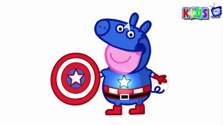 Peppa Pig - Caption American Finger Family | Daddy Finger Avengers Combined | Nursery Rhyme