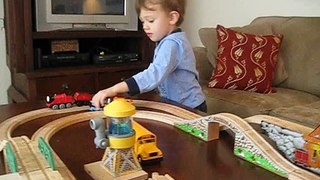 Kenan playing with Thomas the Train