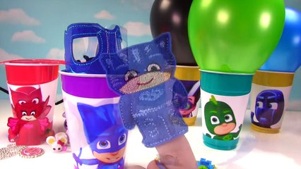 PJ MASKS Balloon Toy Surprise Cups! Disney Jr Catboy, Owlette, Gekko, Luna Girl, Romeo