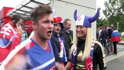 Slovakian football fans celebrate Euro win over Russia