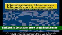 Read Maintenance Resource Management: Adapting Materials Requirements Planning MRP  Ebook Free