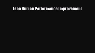 Read Lean Human Performance Improvement Ebook Free
