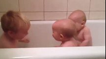 Bubbies splashing in the bath tub