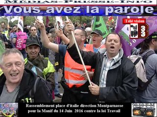 Bordeaux-France-Média-Télévision-33 Manifestation contre la loi Travail Paris 14 Juin 2016