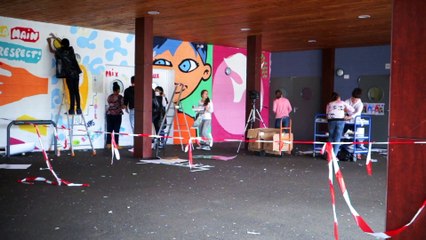 Fresque au collège Ampère à Oyonnax (Ain) - version longue
