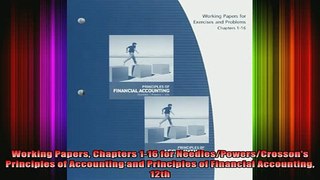 DOWNLOAD FREE Ebooks  Working Papers Chapters 116 for NeedlesPowersCrossons Principles of Accounting and Full EBook