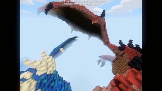 Red and blue Minecraft dragon map