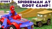 SPIDERMAN AT BOOT CAMP --- Join a Lego Spider-man at Disney Cars Sarge's Boot Camp, as he trains to fight vs. Venom, Featuring Thomas and Friends with Diesel 10! Second Half features surprise eggs, Nova and many more family fun toys