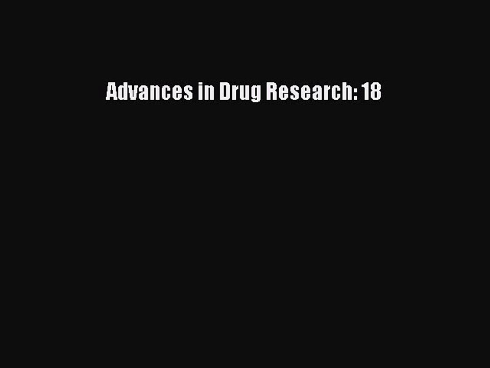 Read Advances in Drug Research: 18 PDF Free