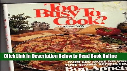 Read Too Busy to Cook? (Too Busy to Cook?)  PDF Free