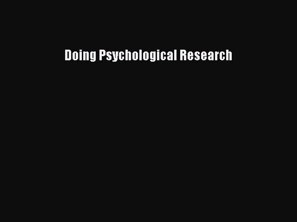 Download Doing Psychological Research PDF Free