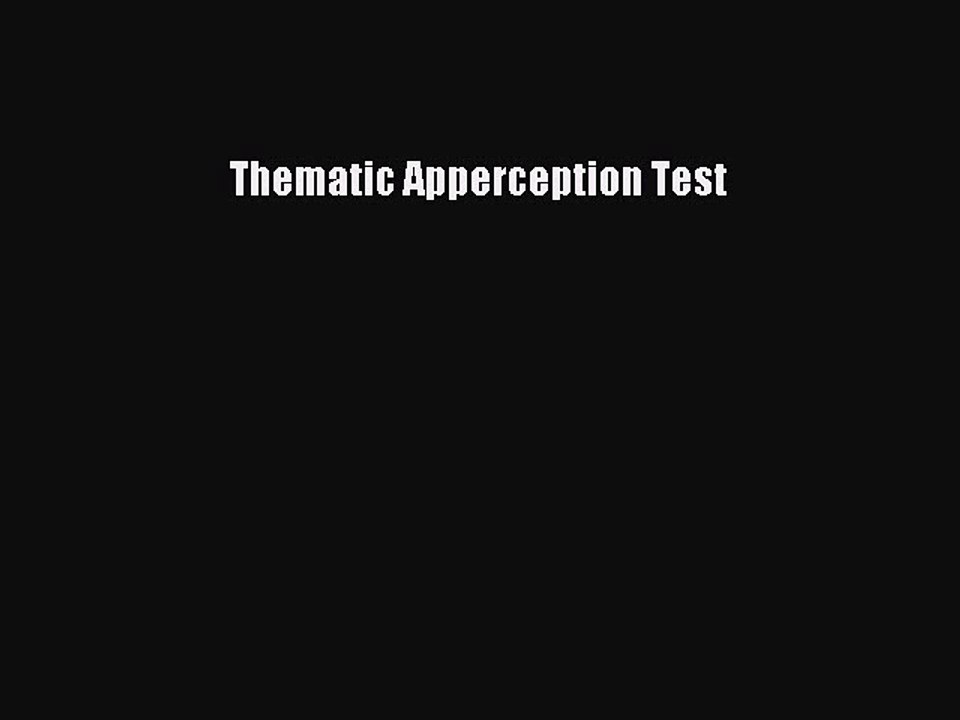 Download Thematic Apperception Test Ebook Online