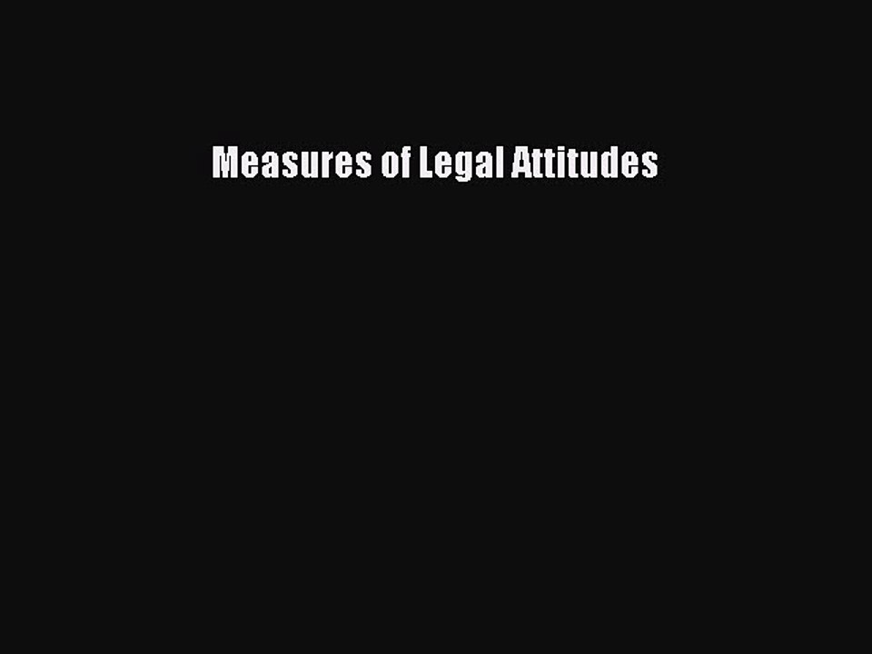 Read Measures of Legal Attitudes Ebook Free