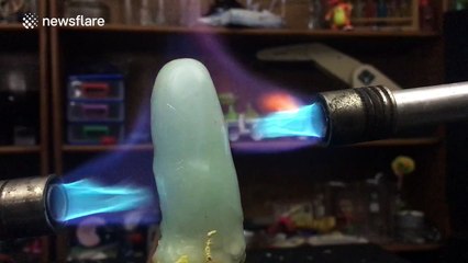 Man burns away wax to reveal 'creepy finger' cast