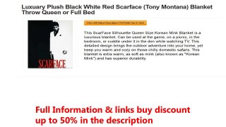 Luxuary Plush Black White Red Scarface (Tony Montana) Blanket Throw Queen or Full Bed