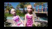 Frozen Dolls Elsa and Anna Pool Party Vacation to Legoland Water Park Slides by DisneyCarToys