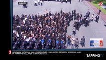 Hommage national aux policiers tués : Un policier refuse de serrer la main de François Hollande et Manuel Valls (Vidéo)