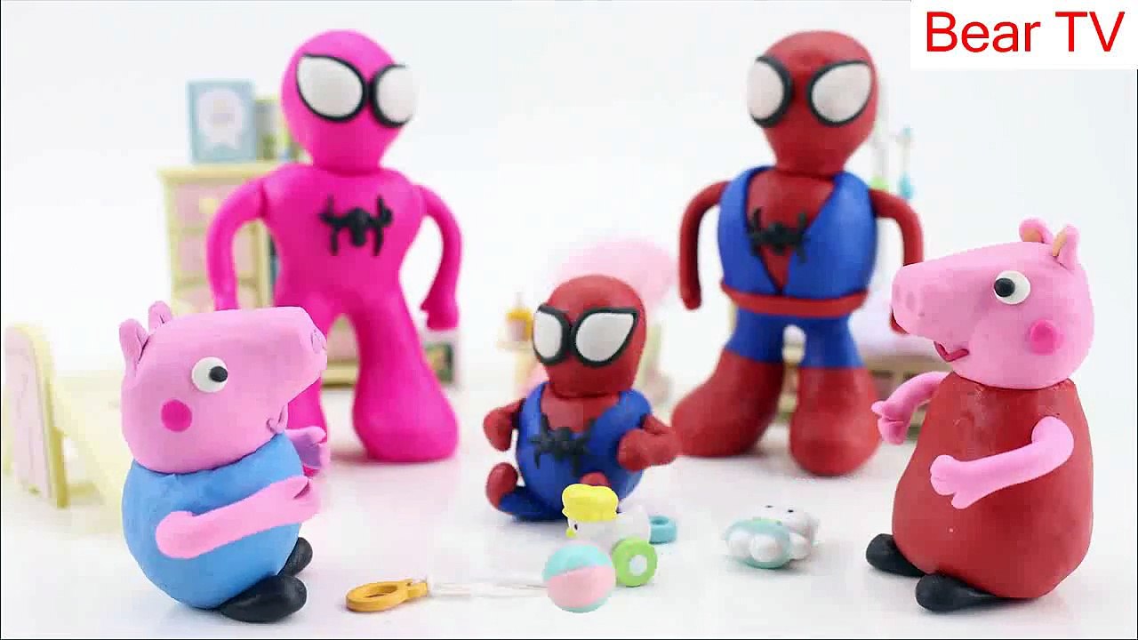 Peppa Pig Stop Motion Play Doh! Peppa Pig Family Crying! Spiderman Play Doh Stop Motion