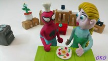 Baby Spiderman Care! PlAy DOh Stop Motion Animation Movie Clips for Kids