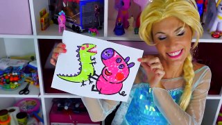 Frozen Elsa Draws Peppa Pig with Play Doh Vinci! Spiderman in Real Life Play Doh ice Cream Video