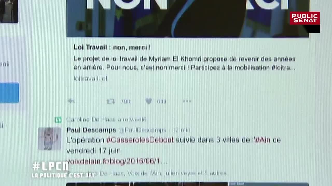 La politique c'est net : loi travail au Sénat, sur les réseaux sociaux (17/06/2016)