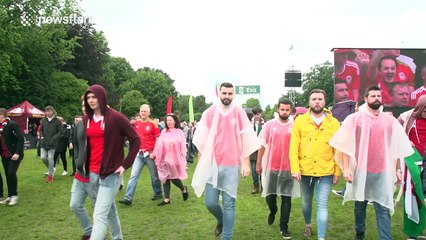 Disappointed Welsh Fans leaving fanzone in Cardiff
