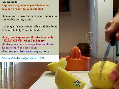 Weight Loss Detox Drink Lemon Water and Cayenne fat burning reduce hunger energy juice