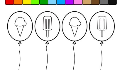 Learn Colors for Kids and Color Ice Cream Popsicle Balloon Coloring Page