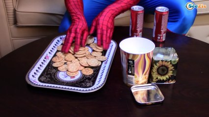 Spiderman & Batman vs Zombie. Superheroes in real life. Tasty cookies and cola. Episode 2