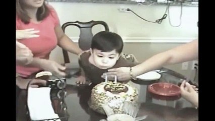 Haha how sweet reaction cute baby! on Barth Day