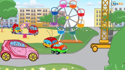 Crane with Excavator. Diggers & Trucks Adventures. Vehicles Construction Cartoon for children