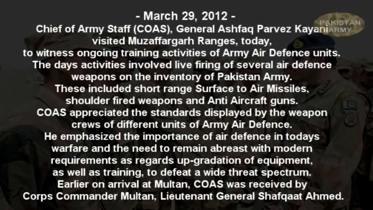 COAS Witness Training Activities of Army Air Defence Units (29_03_12) - Pakistan Army