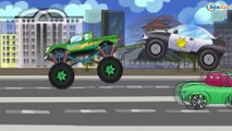 Cartoons for children. Police Car, Car Wash, Tow Truck - Service & Emergency Vehicles
