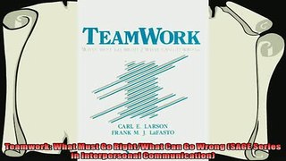 behold  Teamwork What Must Go RightWhat Can Go Wrong SAGE Series in Interpersonal