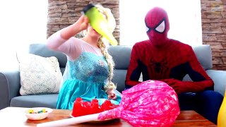 Spiderman & Frozen Elsa & Anna And Pink Spidergirl Surprise Egg Hunt! Superheroes in Real Life