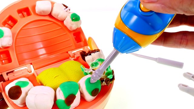 Dentist Amy Jo Helps Doctor Drill n' Fill Play Doh Cavities - Gross Playdough Teeth