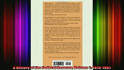 READ book  A History of the Federal Reserve Volume 1 19131951 Full Free