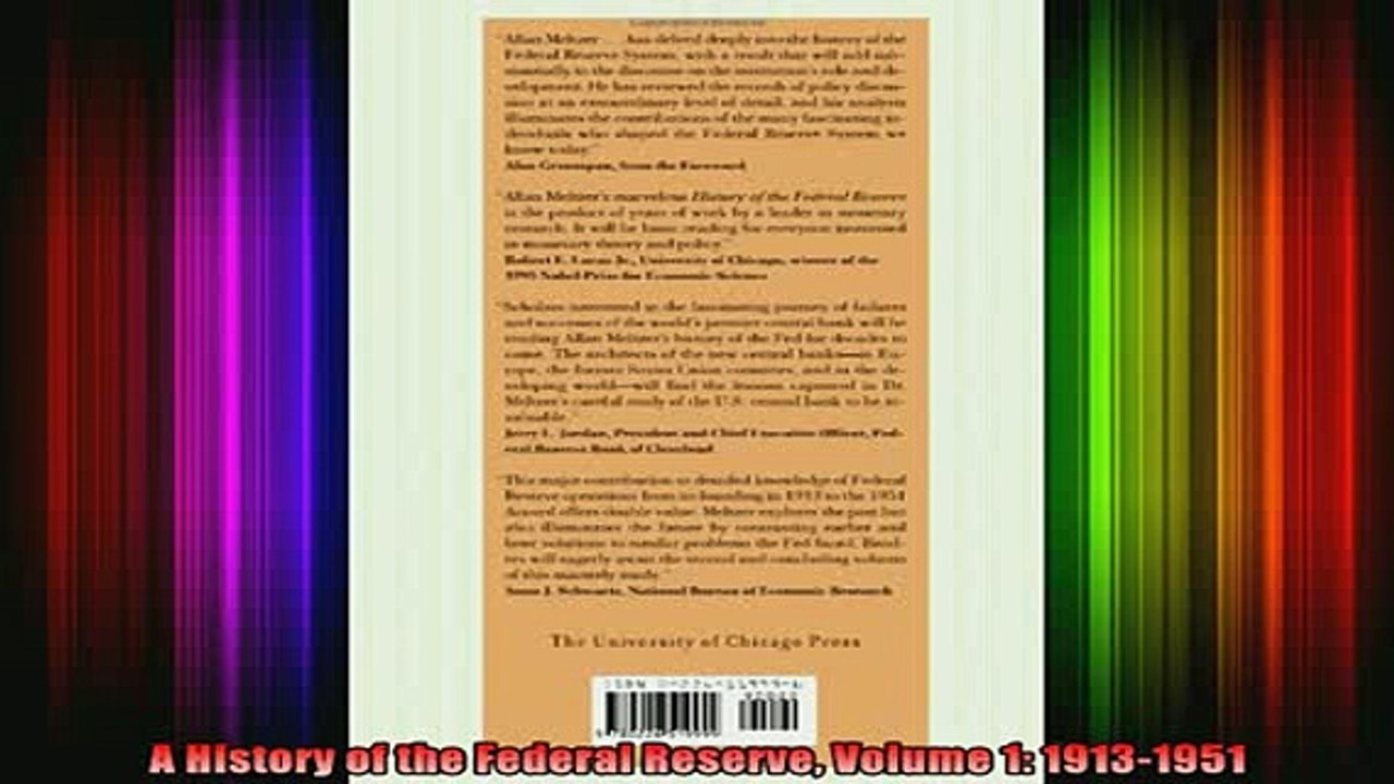 READ book  A History of the Federal Reserve Volume 1 19131951 Full Free